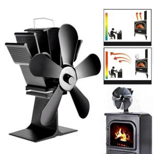 IPRee&reg; 8.8inch 5 Blades Fireplace Fan Wood Burner Stove Thermal Heat Power Fan