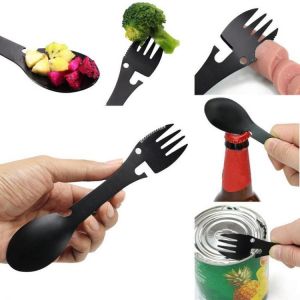 shopping קמפינג וטיולים IPRee&reg; 5 In 1 Spoon Fork Bottle Can Opener EDC Portable Multifunctional Camping Picnic Tableware