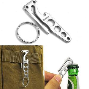 IPRee Outdooors EDC Pocket Key Chain Tool Keyring Clip Hook With Bottle Opener Hex Wrench Multifunctions