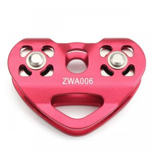 IPRee Outdoor 30KN Rock Climbing Dual Pulley Heart-Shaped Roller Mountaineering Rope Cable Bearing Device