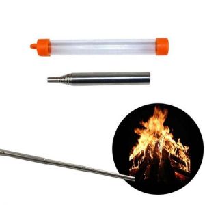 IPRee&reg; Outdoor Camping Stainless Steel Fire Blow Tube Blowpipe Camping BBQ Blower Tool