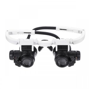 23X Binocular Eyepiece Magnifier Magnifying Glasses Jeweler Watch Repair Kit Adjustable LED Light
