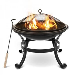 [US/ EU Direct] XMUND XM-CG1 22 Inch Steel Fire Pits Firepit With Mesh Screen Durability and Rustproof Fire Bowl BBQ Grill for Out