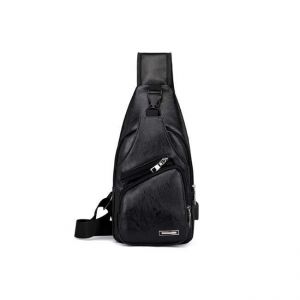 IPRee&reg; Men's Anti Theft Chest Bag PU Leaher Shoulder Bag Camping Travel Hiking Crossbody Bag