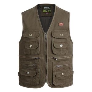 Outdooors Photography Fishing Multi Pocket Tactical Functional Cotton Sleeveless Vest