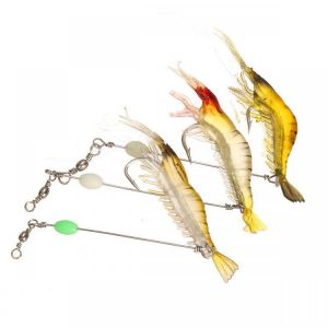 ZANLURE Silicone Fishing Simulation Noctilucent Soft Shrimp Lure Hook Bait