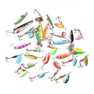 ZANLURE 30pcs Assorted Spinner Baits Metal Fishing Lures Fish Hooks Tackle