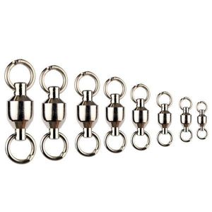 10 pcs Ball Bearing Fishing Rolling Swivel Connectors Solid Rings Fishing Swivels 0-10#