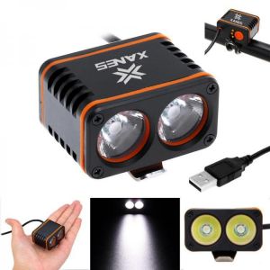 XANES DL01 1200LM 2xT6 LED 4-Mode Waterproof Bicycle Head Light Temperature Control Power Display No Battery
