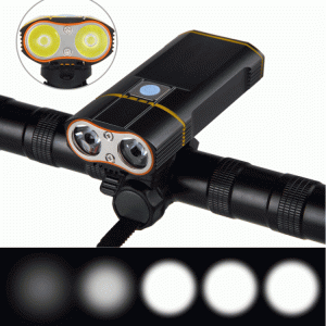 XANES DL12 1200LM 2x L2 German Standard Bike Bicycle Front Light 5 Modes Intelligent Power Display Cycling Light Electiric Scooter