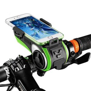 ROCKBROS Multifunction Bicycle Phone Holder Bike Light bluetooth Audio Powerbank Cycling Ring Bell Integrated USB Charger Bike Acc