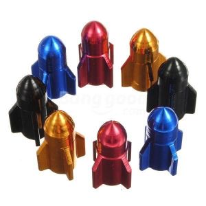 Bike Biycle Durable Aluminum Alloy Rocket Shaped Valve Stem Caps