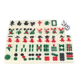 Chinese Mahjong Portable Retro Box Board Game Toy Rare 144 Tiles Mah-Jong Set In Leather Box