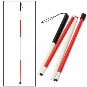 IPRee&reg; 46inch 4 Sections Folding Blind Guide Cane Aluminum Walking Climbing Sticks Wrist Strap Reflector