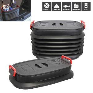 IPRee&reg; 37L Car Folding Fishing Telescopic Bucket with Cover Outdoor Portable Storage Box Organizer
