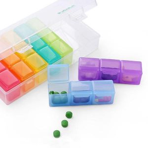 IPRee&reg; 7 Days Weekly Pill Case 21 Squares Travel Portable Medicine Storage Box Pill Container