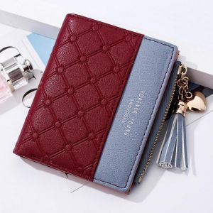 Women Leather Wallet Tassel Ladies Zipper Purse with Coin Pocket