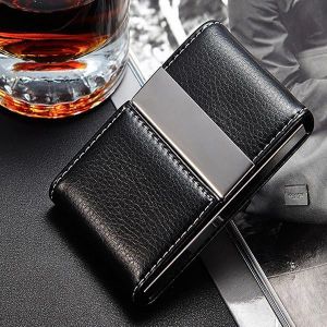 IPRee&reg; PU Leather Card Holder Double Open Credit Card Case ID Card Storage Box Business Travel