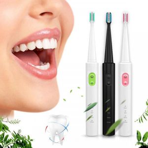 shopping מזוודות וציוד לטיולים ארוכים Travel Rechargeable Ultrasonic Electric Toothbrush Waterproof 3 Cleaning Mode Teeth Clean+ 4 Heads