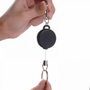 shopping ציוד טיפוס 4cm High Resilience Steel Wire Rope Chain Recoil Metal Retractable Key Chain Alarm Key Ring