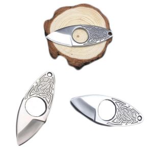 83mm 5CR15MOV Stainless Steel Mini Pocket Knife Outdoor Survival Knife With Leather Sheath