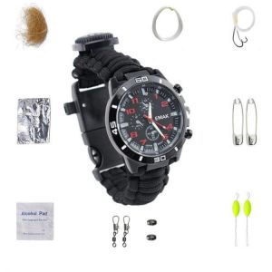 Multifunctional Compass Fishing Survival Watch Gear Bangle Parachute Cord Outdooors Survival Kit