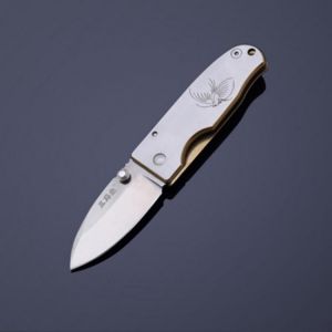 Sanrenmu 4024 LUE-SCX Small Line Locking Foldable Knife Golden Colorful Edge Stainless Steel Blade