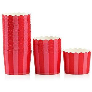 20PCS  High Temperature Resistant Middle Red Pink Stripe Paper Cake Cup