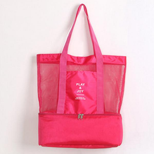 Honana DW-LB2 Handheld Lunch Bag Insulated Cooler Picnic Bag Mesh Beach Tote Bag Food Drink Storage