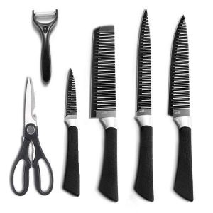 KCASA KC-3Cr13II 6 Pieces 3Cr13 Stainless Steel Kitchen Knife Set Chef Carving Cleaver Utility Knife