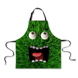 Honana 3D Emoji Green Kitchen Aprons for Women Men 3D Emoji Cooking Apron Funny Bib Apron Personalized Cooking Sleeveless Aprons