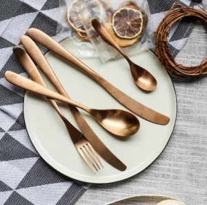 KCASA KC-HF6 High-end 420 Stianless Steel 5 Pieces Flatware Set Meniscus Design Dinnerware Set With Strong OPP Protective Bag