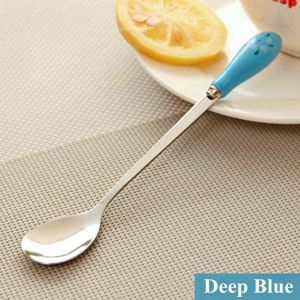 Ceramic Handle Floral Coffee Spoon Stainless Steel Small Milk Spoon Tableware