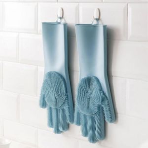 JORDAN &amp; JUDY 1 Pair Magic Silicone Cleaning Gloves Kitchen Foaming Glove Heat Insulation Gloves Pot Pan Oven Mittens Cook