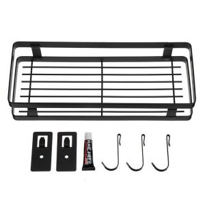 Kitchen Bathroom Rack Hanging Basket Black Stainless Steel Paint Storage Shelf Kitchen Storage Rack