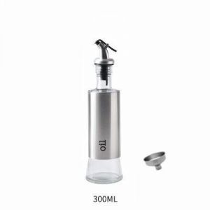 KCASA 300ML Olive Oil Dispenser Bottles with Funnel Stainless Steel Oil Pourer Dispensing Bottles Oil Vinegar Sauce Bottle