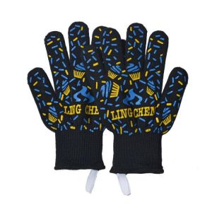 1pc Silicone and Cotton high temperature resistant Heat-resistant Useful Bacon Microwave Oven Glove for Cooking Baking Grilling Ov