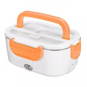 US Plug Stainless Steel 40W Electric Heated Lunch Box Heating Bento Box Food Warmer with Spoon Car Lunch Box