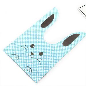 50Pcs/Lot Pink and Blue Cute Rabbit Cookie Bags Plastic Candy Biscuit Packaging Bag Wedding Candy Gift Self-adhesive Plastic Packi