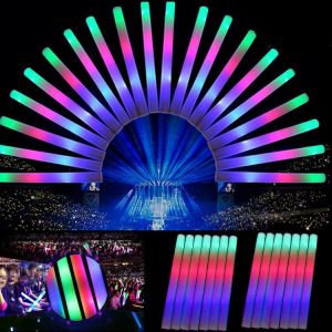 12Pcs Light Up LED Foam Stick Wands Rally Rave Cheer Batons Party Flashing Glow Stick Flash Light