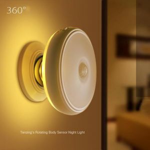 Loskii DX-004 360&deg; Rotation Human Body Sensor LED Night Light Magnetic Holder USB Rechargeable Lamp