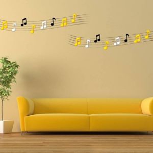 3D Musical Note Wall Decals 2 Pcs 7 Colors Acrylic Home Bedroom Living Room Wall Stickers Decor