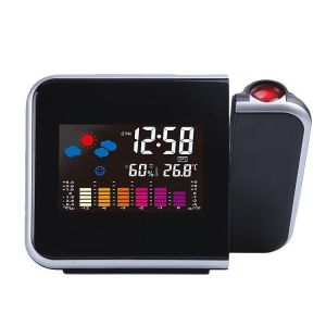Loskii DC-003 Digital Wireless Hygrometer Therometer LED Projection Weather Station Alarm Clock