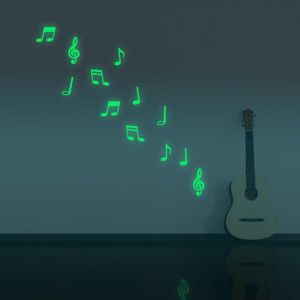 Honana DX-164 12Pcs Fluorescent Glow Musical Note Wall Sticker Home Bedroom Decor