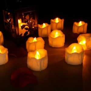 12 Pcs/Lot Led Yellow Flicker Drop Tear Candle Tealight Electronic Flameless Candle Romance Lamp Flameless Candles Tealight for We