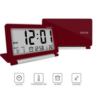 Loskii DC-11 Electronic Alarm Clock Travel Clock  Multifunction Silent LCD Digital Large Screen Folding Desk Clock With Temperatur