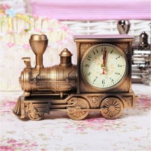 Retro Train Creative Alarm Clock Vintage Simulation Steam Train Quartz Alarm Clock Decor Gift