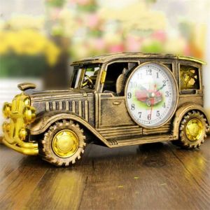 Simulation Vintage Car Alarm Clock Multifunctional Pencil Vase Antique Car Model Creative Decor