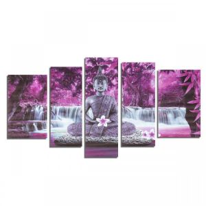 5PCS Buddha Frameless Canvas Print Mural Painting Wall Picture Home Decoration