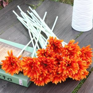 10Pcs Sunbeam Artificial Flower Mum Gerber Daisy Bridal Bouquet Silk Wedding Party Flowers